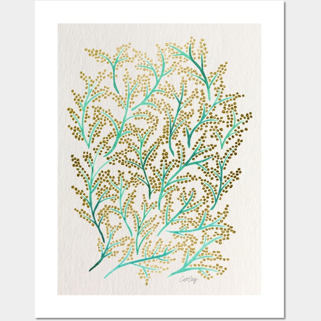 Green Gold Branches Wall Art by CatCoq